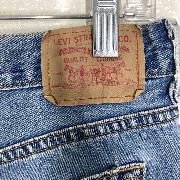 Levis Denim Bermudas Shorts Womens 12 Blue 100% Cotton High Rise - Picture 12 of 16